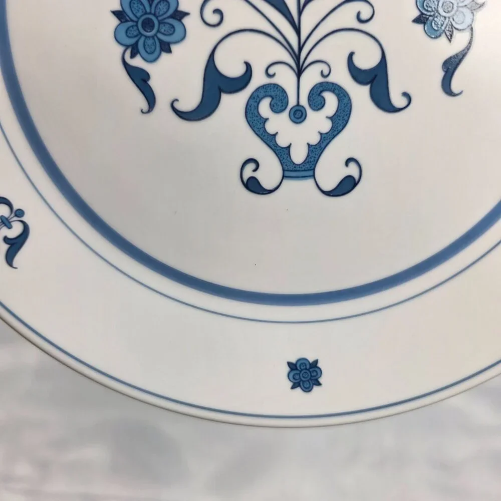 TWO Noritake Blue Haven Salad Plates Blue Flowers & Bands